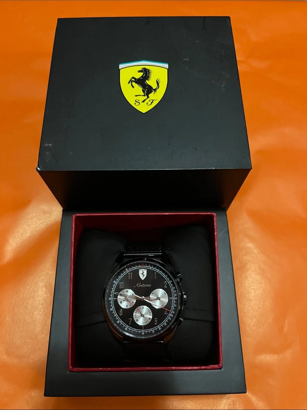 Ferrari Black Men's Chronograph with Silver Subdials